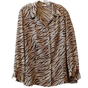 Elizabeth, Size 18W,  Blouse with Abstract Design Material in Tones of B…